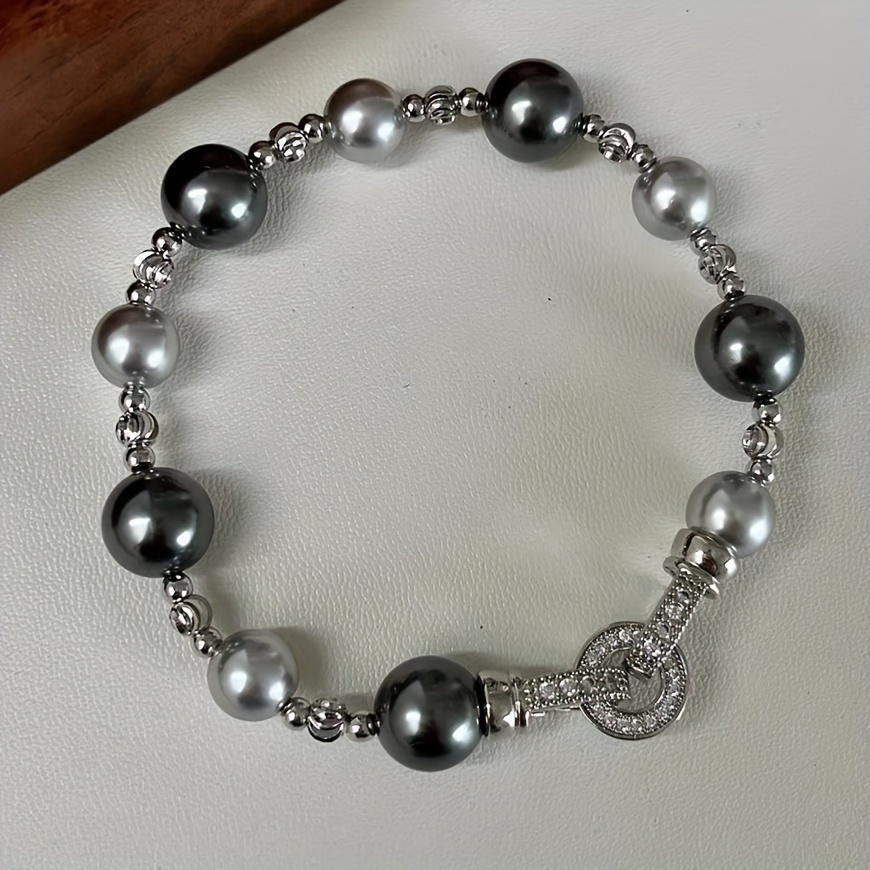 Gray Mixed Pearl Necklace Bracelet Set - Wedding Gift